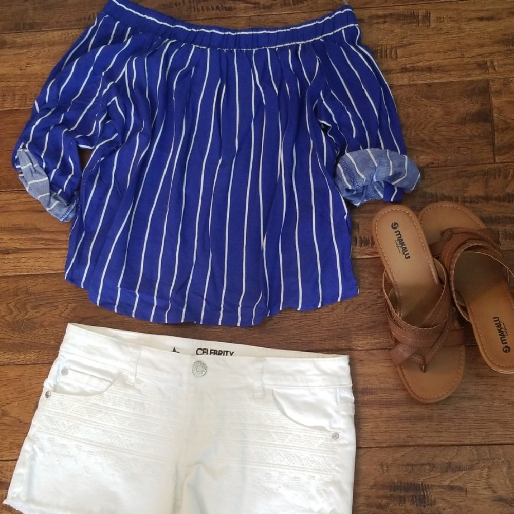 Royal blue off the shoulder
